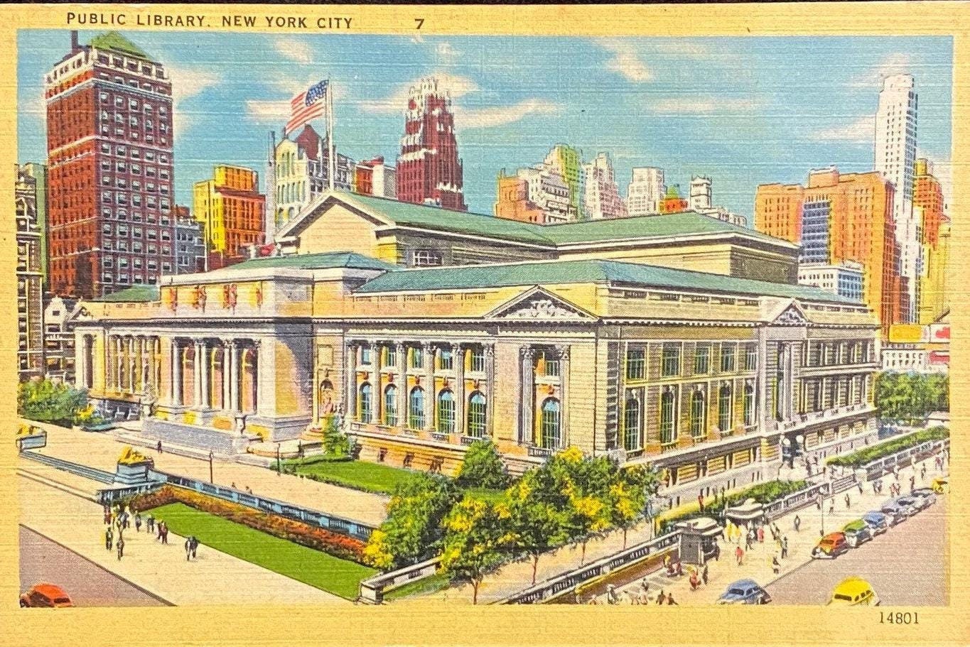 Public Library - New York City - 1940s Linen Postcard - Etsy