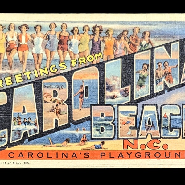 Greetings from Carolina Beach, North Carolina - Digital Print - Vintage Marketing Art