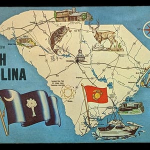 Greeting from South Carolina - Vintage Postcard Style Digital Art