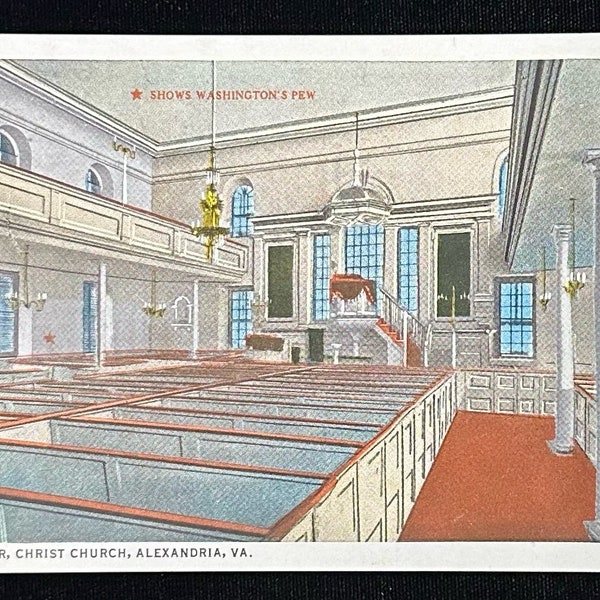 Interior Christ Church, Alexandria, VA - Vintage Postcard