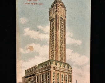 Singer Building Broadway and Liberty St., New York. Tower Vintage Postcard
