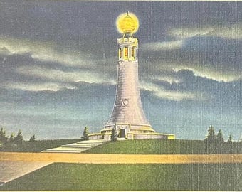 On the Mountain Top, Mt. Greylock Summit and Massachusetts State Memorial Beacon - Vintage Postcard