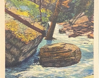 Split Rock - Clifty Falls State Park - Madison, Ind. - 1931 Linen Postcard