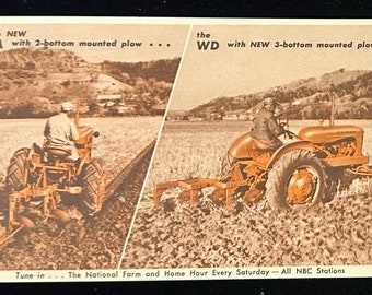 Tune in... The National Farm and Home Hour Every Saturday - Tractors Compared -  All NBC Stations - Vintage Postcard