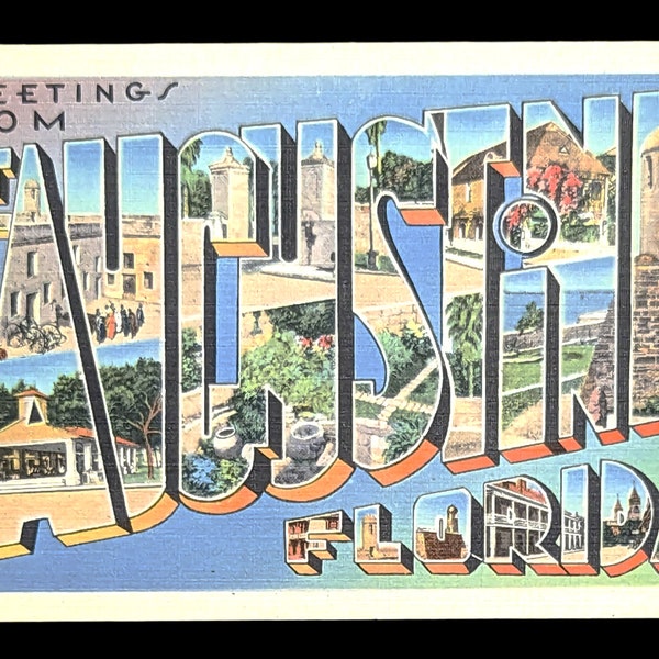 Greetings from St. Augustine, Florida - Digital Print - Vintage Florida Marketing Art