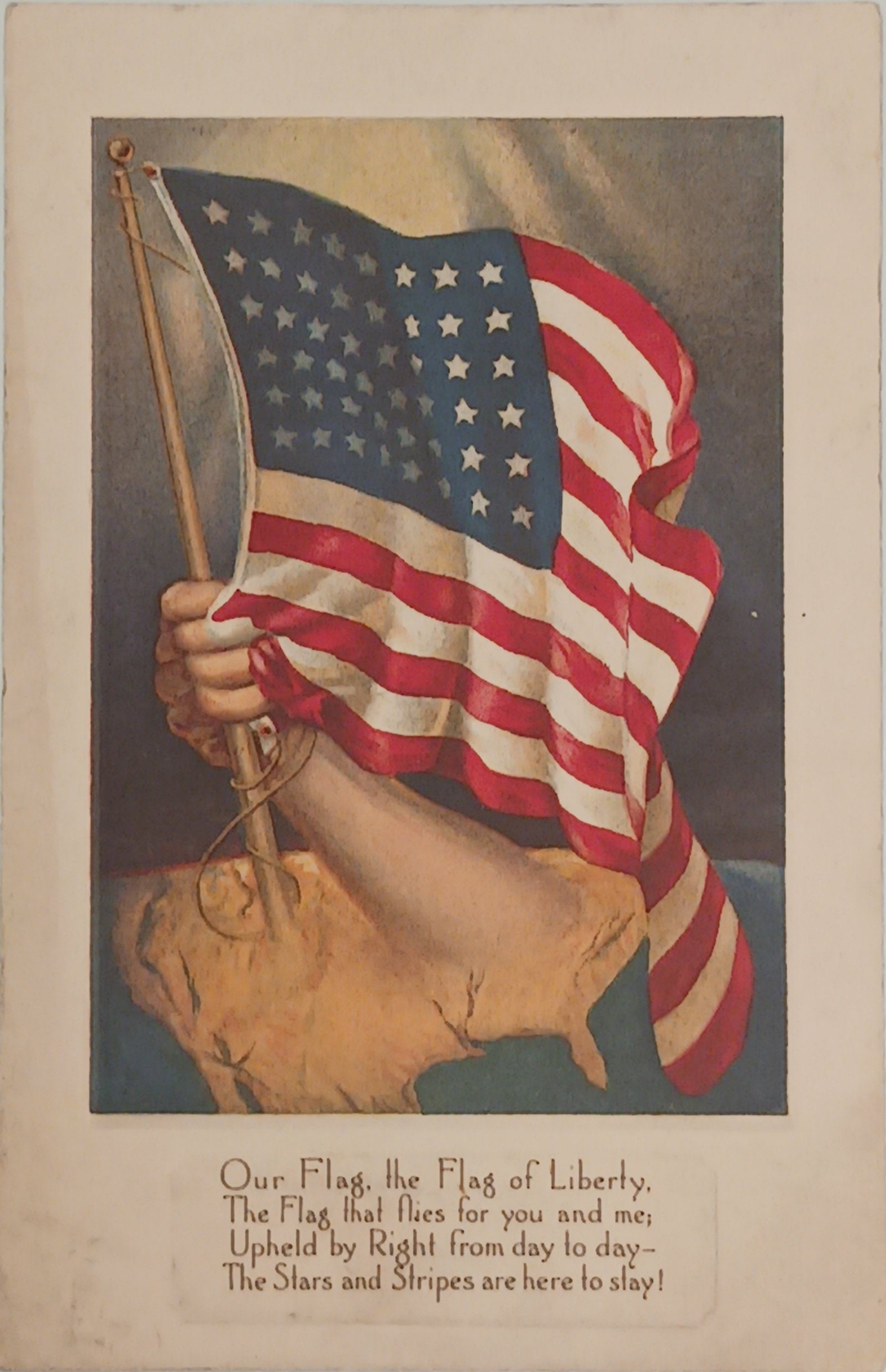 1918 USA WW1 patriotic postcard American child with dolls 1918 USA WW1 patriotic postcard American child with dolls
