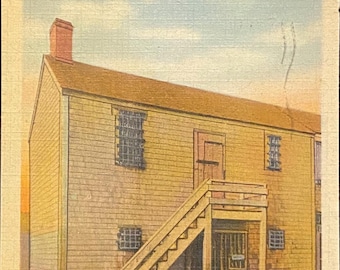 The Old Jail - Built 1711 - Nantucket, Mass. - 1940s Linen Postcard
