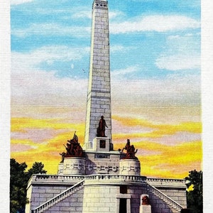 Lincoln Tomb - Springfield, ILL. - 1950s Linen Postcard