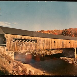Old Covered Bridge in West Dummerston, Vermont - Color by Frank. L. Forward - Vintage covered bridge Postcard,