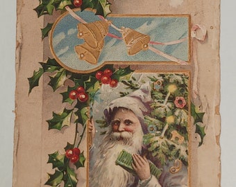 A Merry Christmas - Vintage 1909 Card - Shabby Chic Christmas Post card
