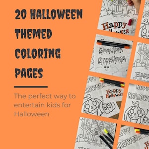 Download digitale, pagine da colorare a tema Halloween, pagine stampabili PDF, colorazione di Halloween per bambini