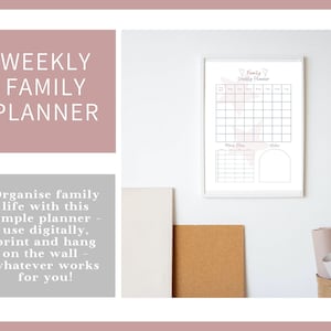 Weekly Family Planner Printable | Weekly Wall Planner Family | Family Organisation Chart | Large Family Weekly Planner