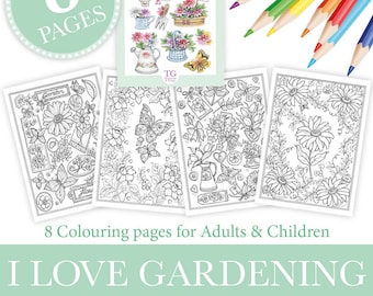 J'aime le livre de coloriage peint à la main de jardinage