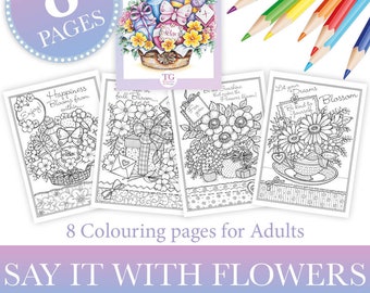 Say It With Flowers Hand Painted Colouring Book