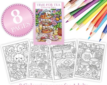 Time for Tea hand painted colouring book