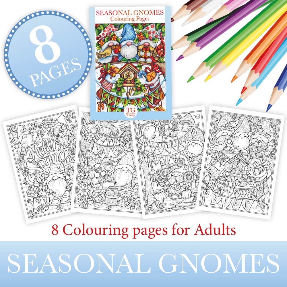 Winter Gnomes Coloring Book for Adults (Printbook) – Monsoon