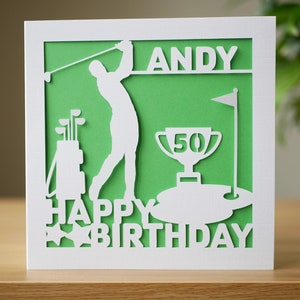 Personalised Golf Birthday Card, Any Name and Age Golf Card, Birthday Card for Golfer