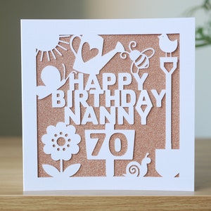 Personalised Nanny Birthday Card - Happy Birthday Nan, Nana, 60th, 70th, 80th, 50th, Any Age Papercut Card