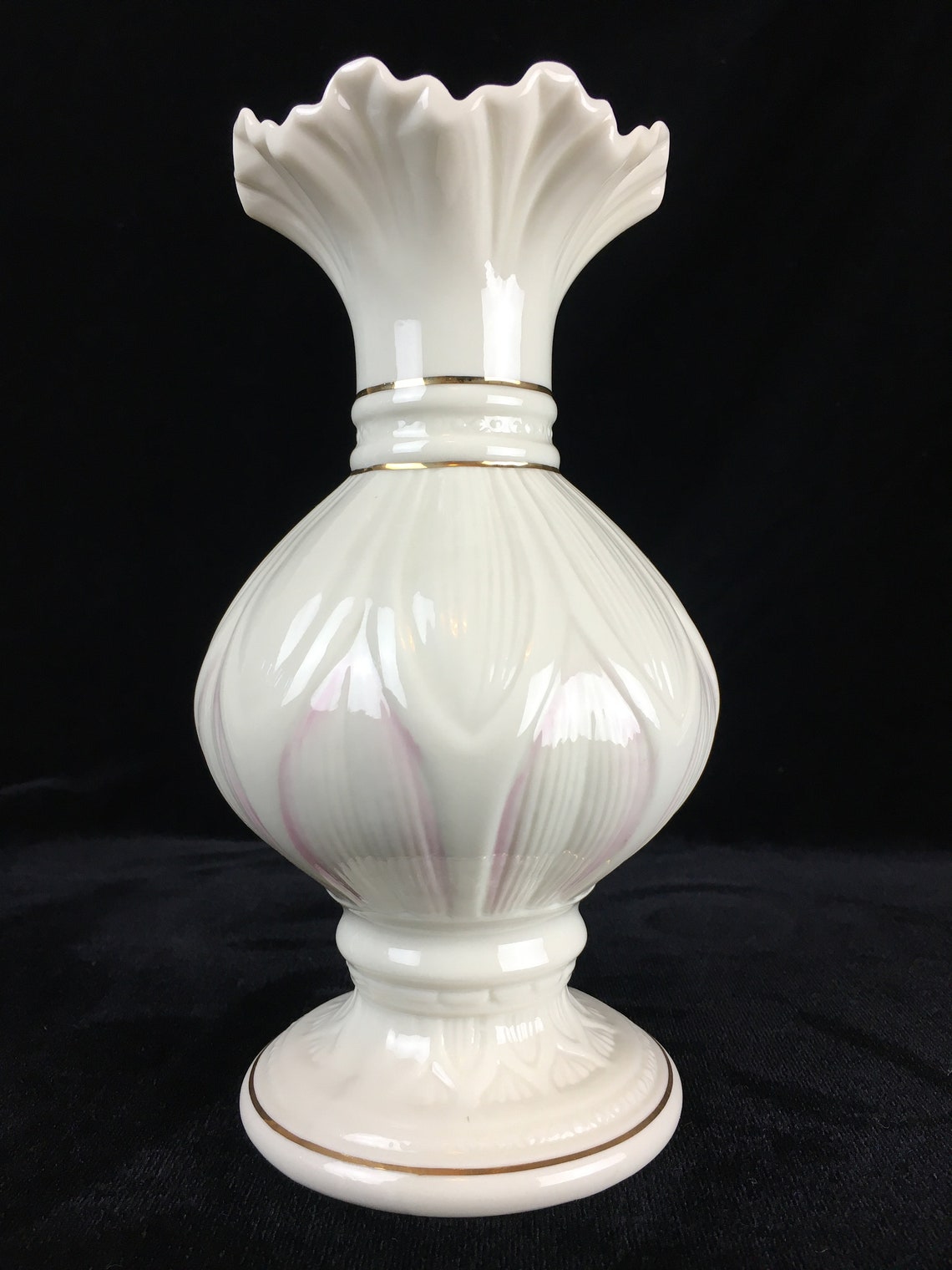 Two Belleek Vases Classic Porcelain Parian China Mint Condition Ireland