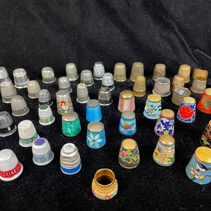 Special Metals Thimbles Collection - Brass, Tin, Aluminum, Pewter, Inlaid, Cloisonné  Many vintage and rare thimbles. 1970&#39;s to 2000&#39;s.