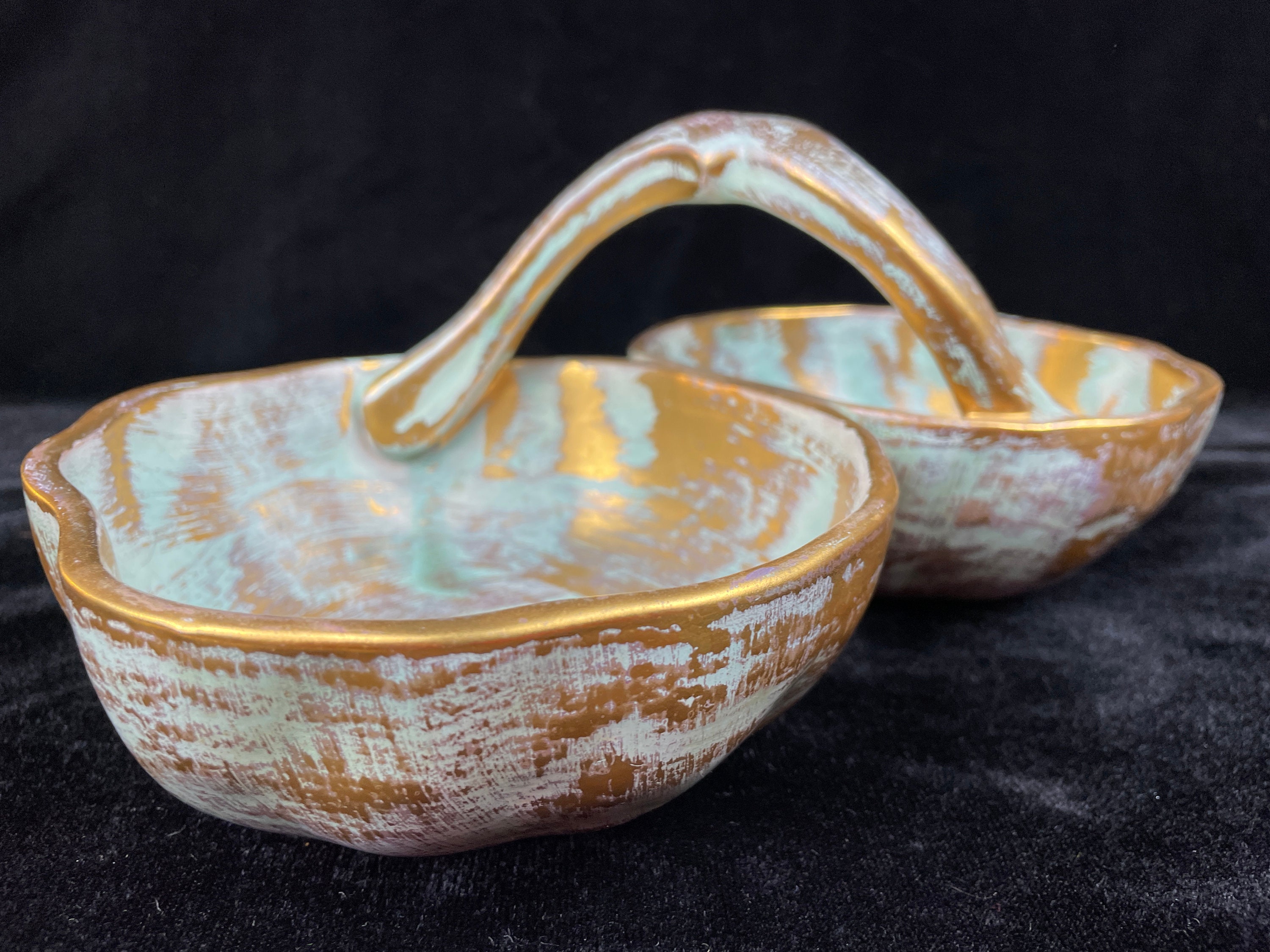 ピース Vintage Midcentury Stangl Pottery Antique Gold Double Handled