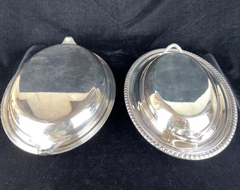 2 Silverplated Serving Dishes with Lids - Wallace 980 - Silver Serving