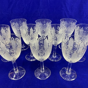 10 verres à vin vintage en cristal gravé et taillé - Similaire à Bohemia Crystal – Crystalex vintage