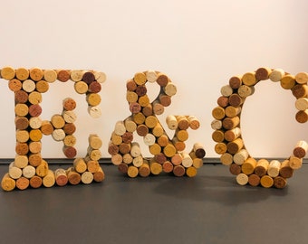 Wine Cork Letters Monogram Initials Bridal Shower Decor Etsy