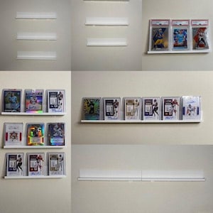 Estante de exhibición de pared para cartas coleccionables e intercambiables - Estante de 25 cm para cartas de carga superior, magnéticas y clasificadas - Regalo ideal