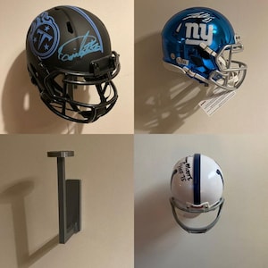 Wall Mounted Mini Helmet L Shaped Display Stand - Vertical Display Hook for Collectible, Memorabilia Helmets, NFL - Ideal Sports Gift