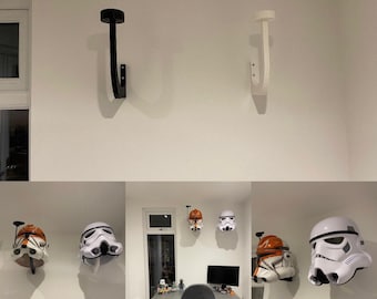 L Shaped Wall Mount Stand for Full Size Star Wars Helmet etc - Display Hanger for Collectible Replica Helmets & Memorabilia - Star Wars Gift