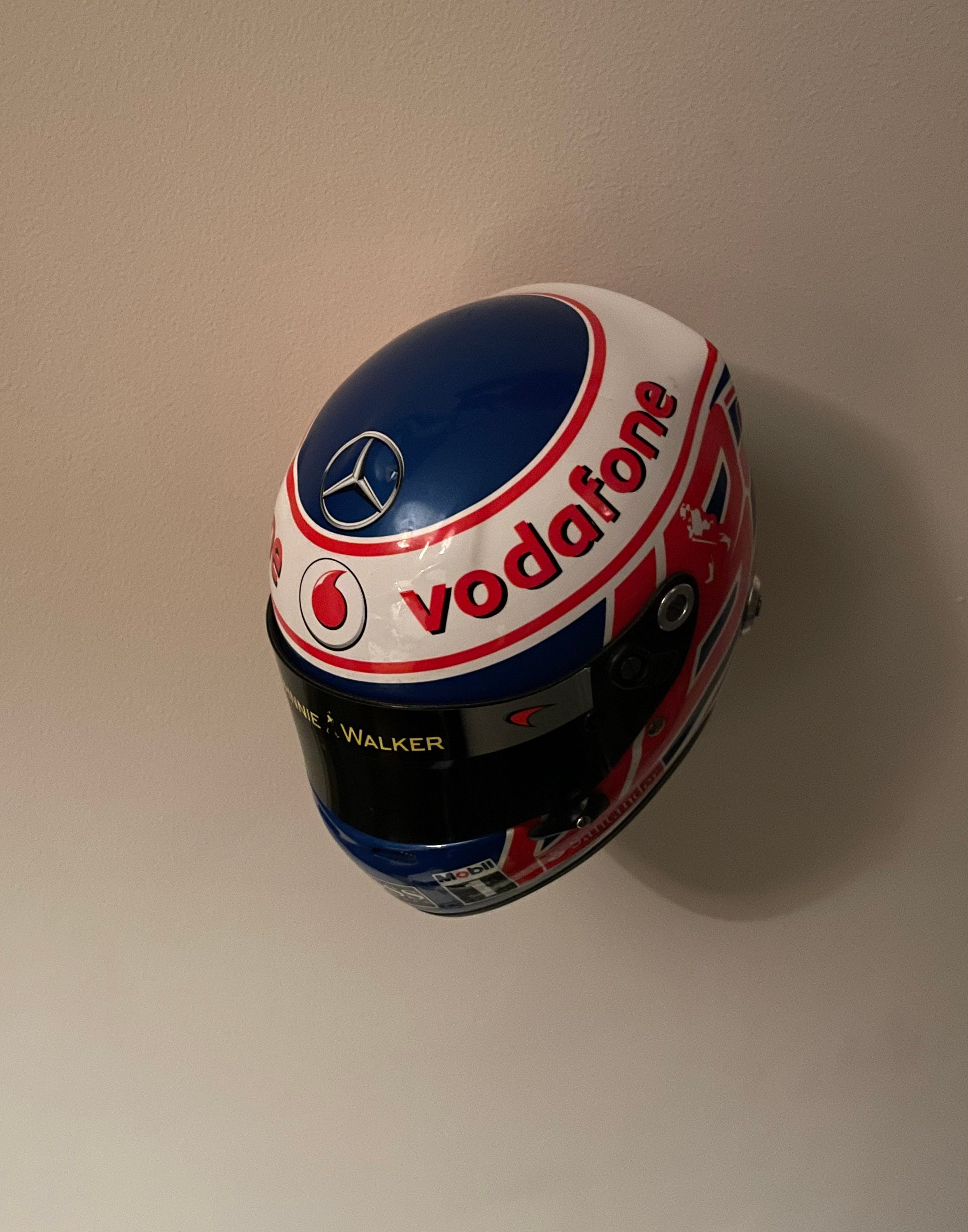 Vitrine mini casque F1 Formule 1 MotoGP de collection acajou et acrylique