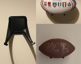Tusk Style Wall Mounted Ball Display Stand for Collectibles, Perfect for American Football & Rugby Balls