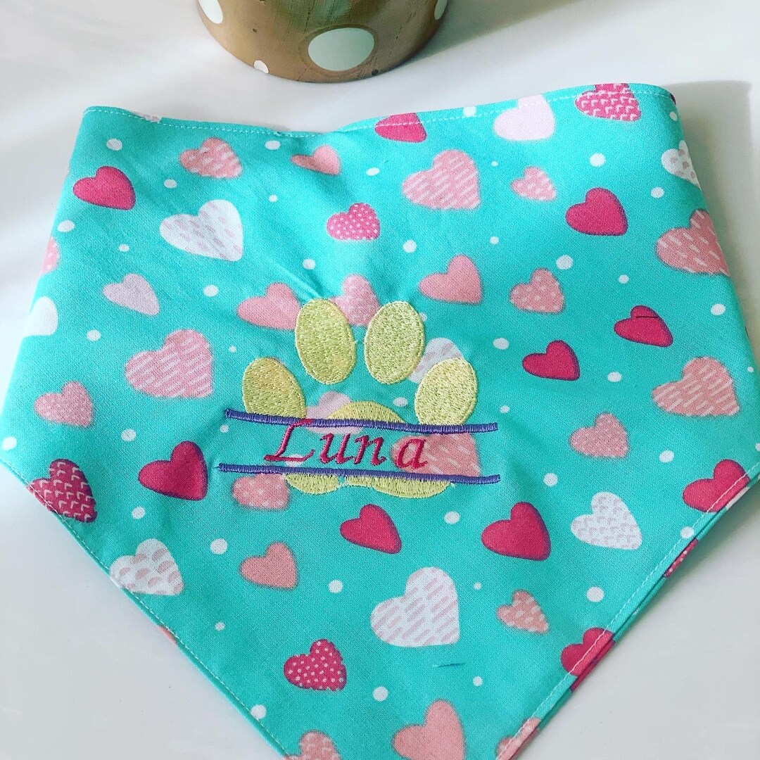 Embroidered Personalized Dog Bandanas Etsy UK