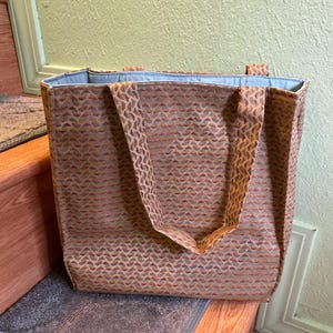 Vintage brown tapestry tote bag