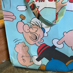 Vintage Popeye Curtain Tote/Market Bag
