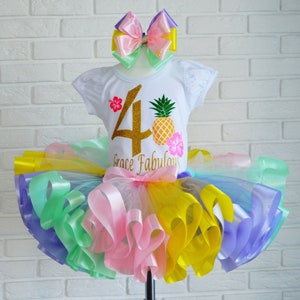Pineapple Birthday Tutu Outfit: Luau Hawaiian Party Set