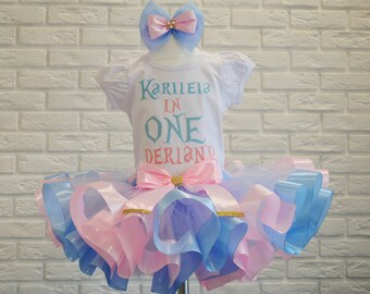 Alice In Wonderland party Birthday Outfit, Alice In ONEderland tutu set