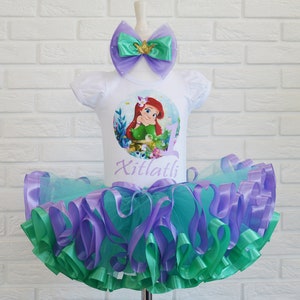 Personalized Mermaid Birthday Tutu Outfit: Ariel Costume Set