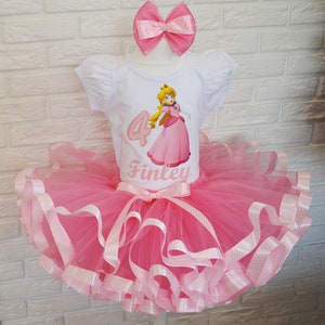 Princess Peach Birthday Tutu Outfit: Custom Baby Girl Set
