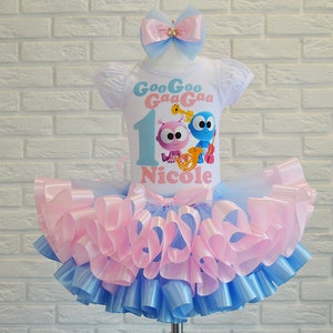 GooGoo GaaGaa Birthday Tutu Outfit: Personalized Baby First TV 1st Birthday Set