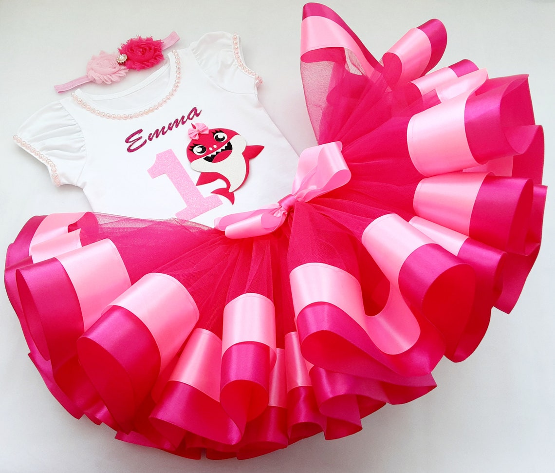 Baby Shark Birthday tutu outfit Pink Shark tutu set birthday Etsy