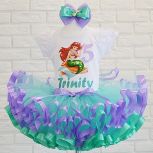 Mermaid Princess Ariel Birthday tutu outfit, Personalization Mermaid Birthday Party dress