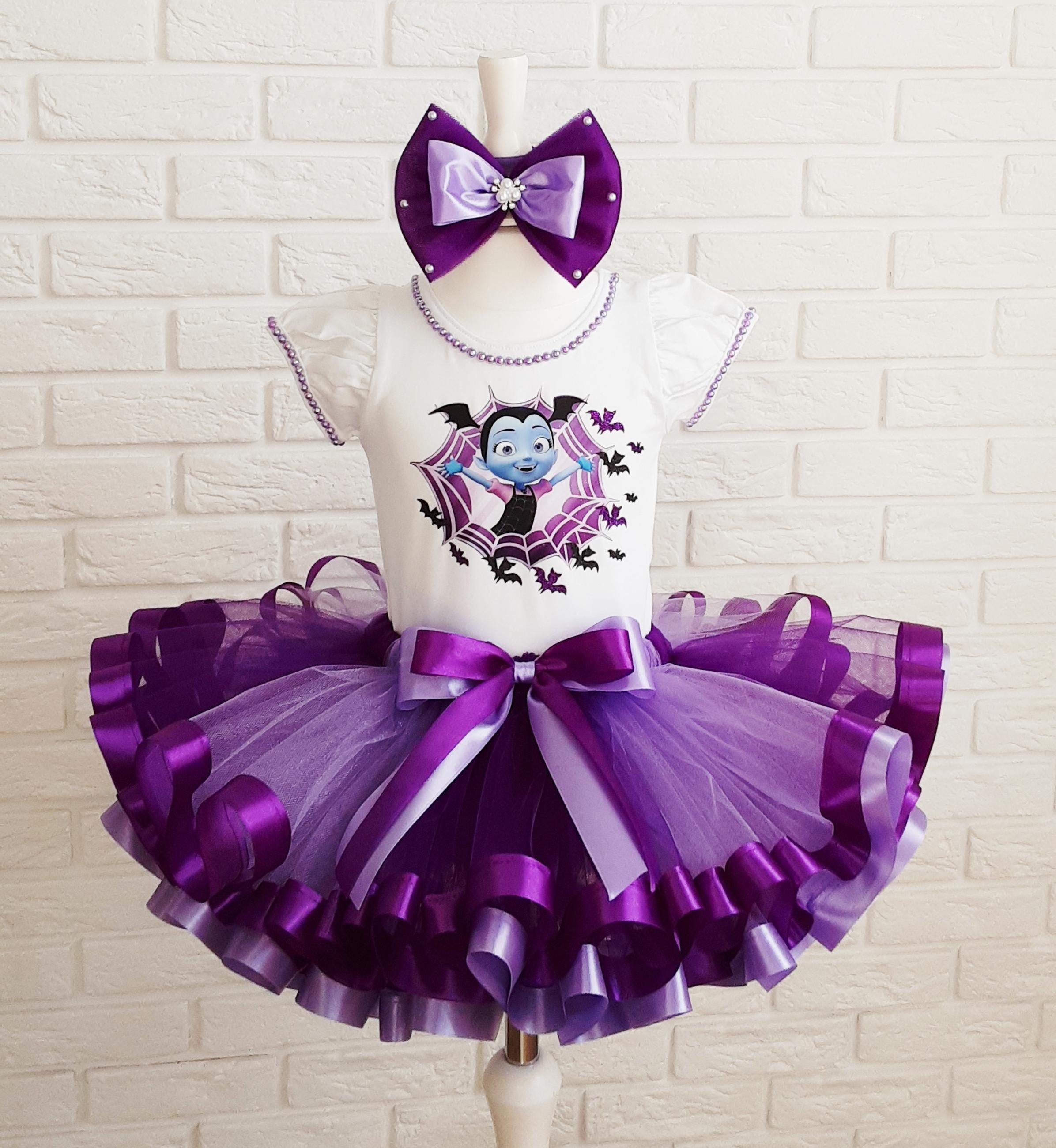 Vampirina Costume or Birthday Tutu set, Vampirina Birthday tutu outfit, Vampirina Halloween costume, Vampirina inspired Purple Party outfit