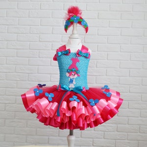 Poppy Trolls Birthday Tutu Dress Set: Halloween Costume, Party Outfit