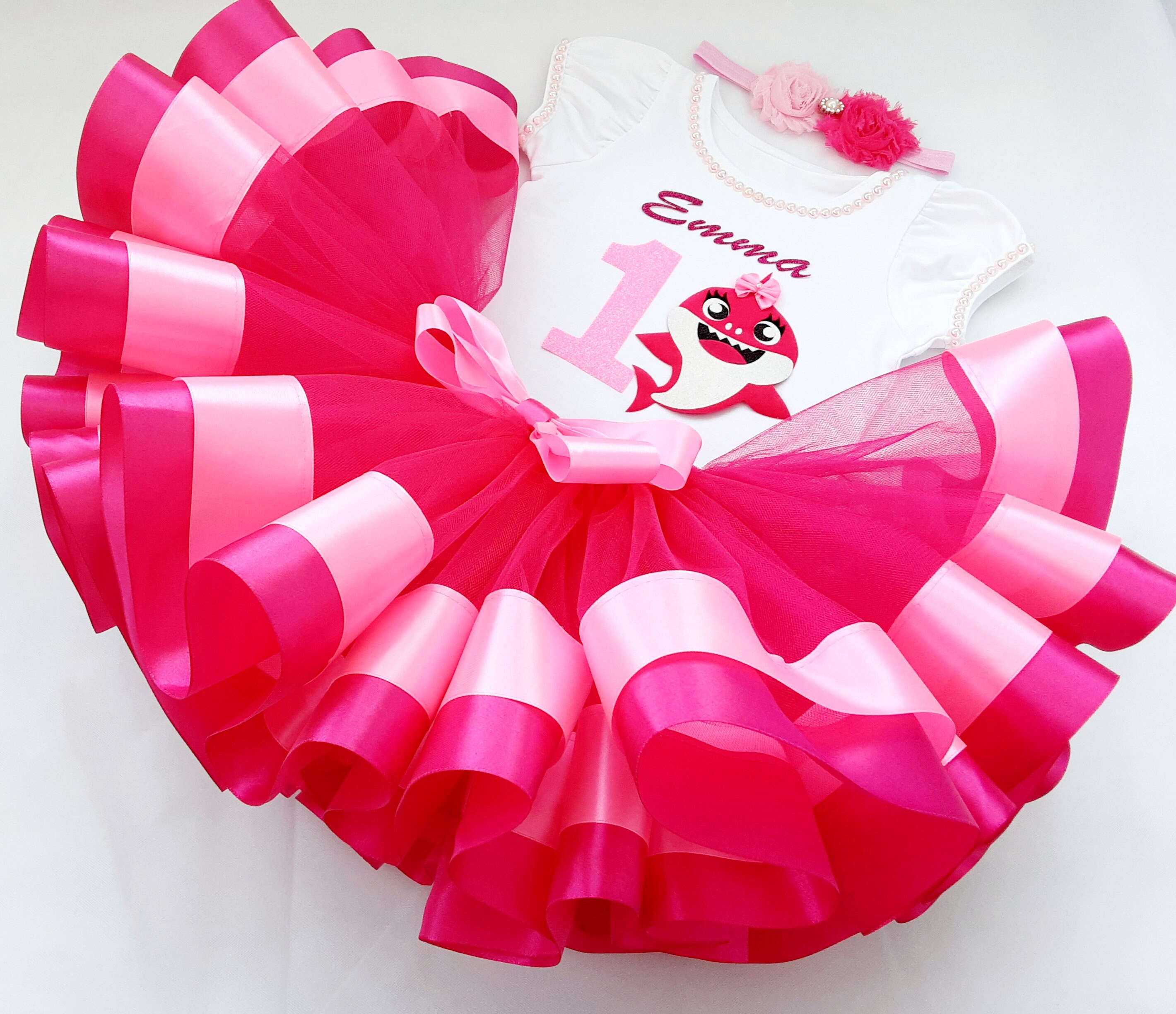 Baby Shark Birthday tutu outfit Pink Shark tutu set birthday Etsy