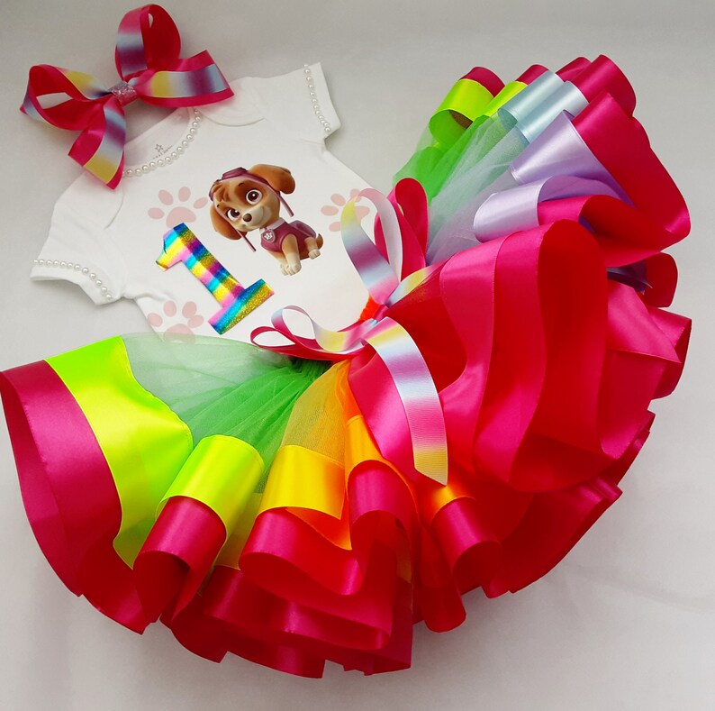 Birthday tutu outfit Rainbow Skye tutu set for baby Girl Skye Paw patrol birthday party outfit