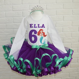 Mermaid Birthday Tutu Outfit: Personalized Ariel Costume Set