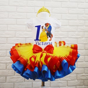 Beauty and the Beast Birthday Tutu Outfit: Belle Princess Party Set