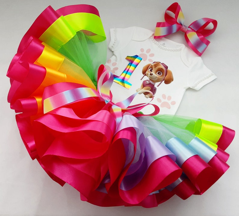 Birthday tutu outfit Rainbow Skye tutu set for baby Girl Skye Paw patrol birthday party outfit